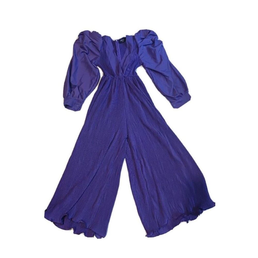 Belle Muse Women’s Size S/M Chiffon Wide Leg Jumpsuit Purple Lagenlook New